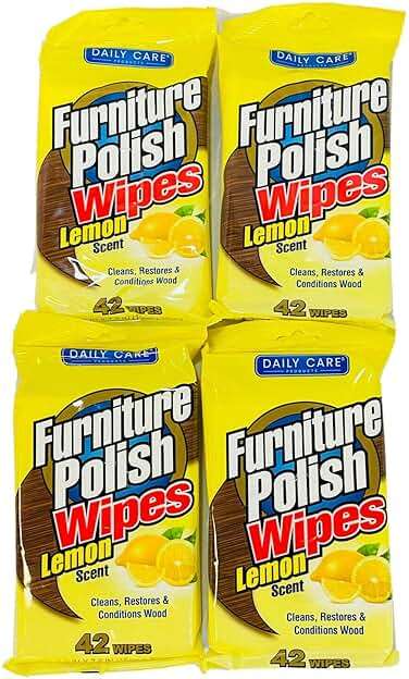 4 Pack - 42 Ct Lemon Scent Wood Furniture Polish Wipes Duster Cleaner - Dust & Shine - Image 1