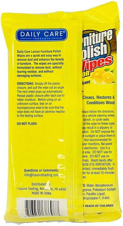 4 Pack - 42 Ct Lemon Scent Wood Furniture Polish Wipes Duster Cleaner - Dust & Shine - Image 3