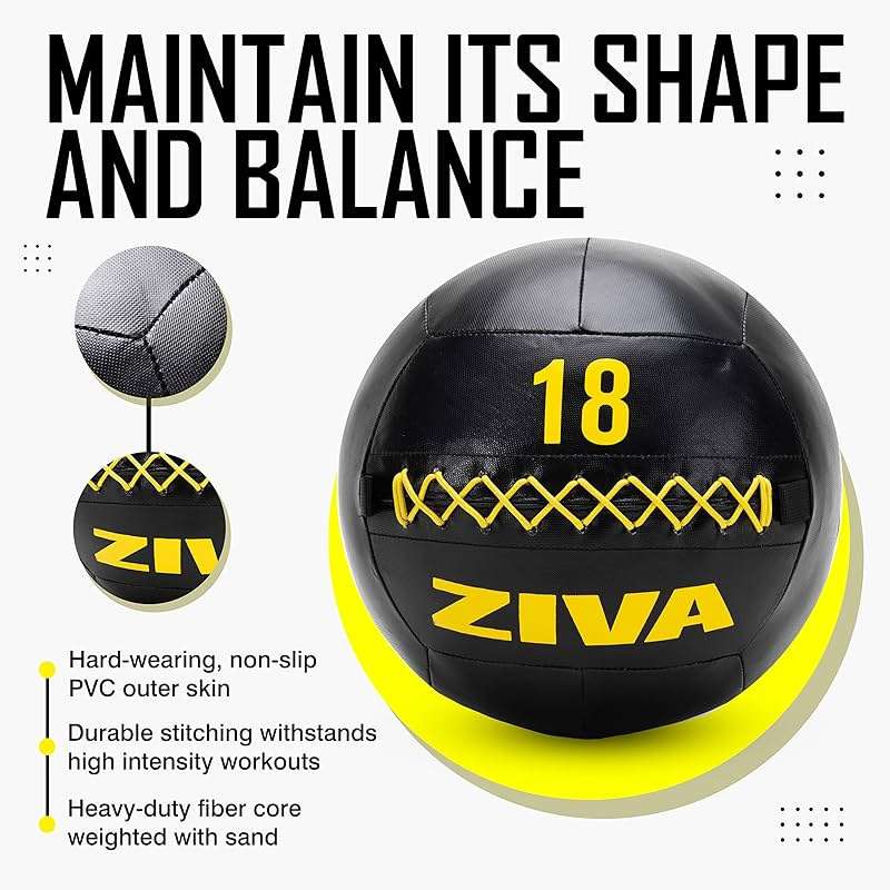 ZIVA Soft Wall Ball – Highly Durable Weighted Exercise Medicine Slam Ball for Strength and Conditioning Workout - Multiple Color, Weight Available - Image 4