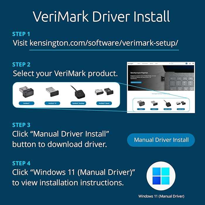 Kensington VeriMark Desktop USB Fingerprint Reader - Windows Hello, Windows 11 Fingerprint Scanner for PC, FIDO U2F, FIDO2 (K62330WW) - Image 6