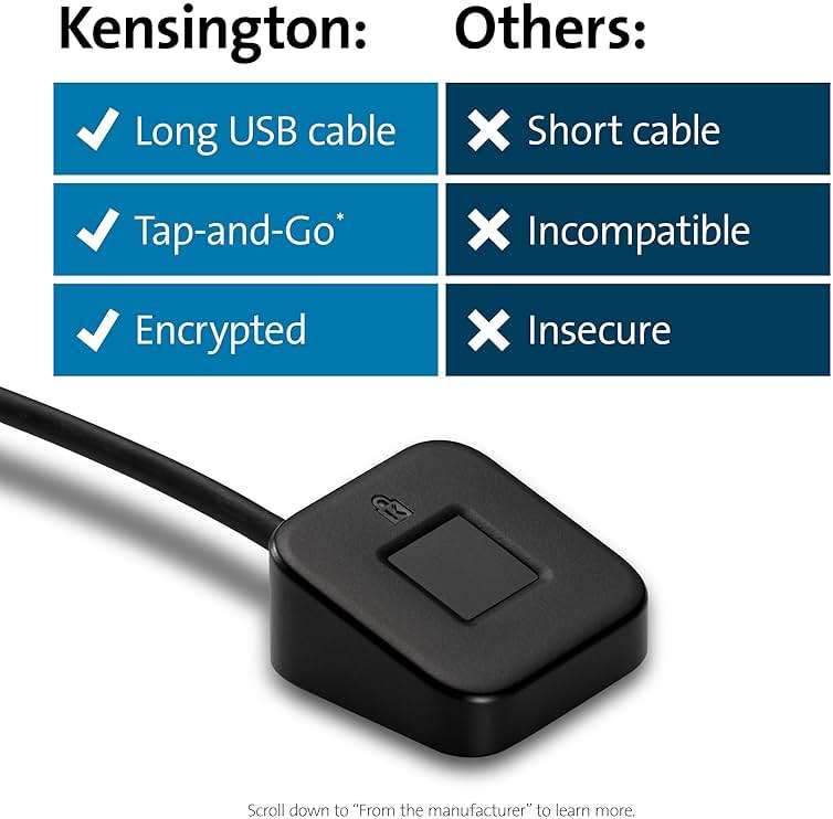 Kensington VeriMark Desktop USB Fingerprint Reader - Windows Hello, Windows 11 Fingerprint Scanner for PC, FIDO U2F, FIDO2 (K62330WW) - Image 8