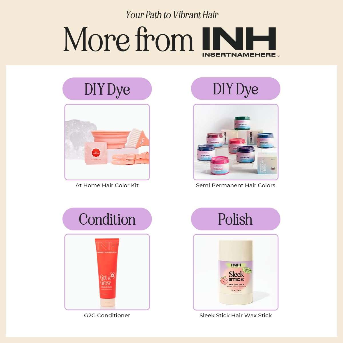 INH Semi Permanent Hair Color | Color Depositing Conditioner | Amethyst Dark Purple Hair Dye | No Bleach No Peroxide Temporary Tint for Women, Men | Vegan, Ammonia Free, Sulfate Free, Ready to Use 6oz - Image 6