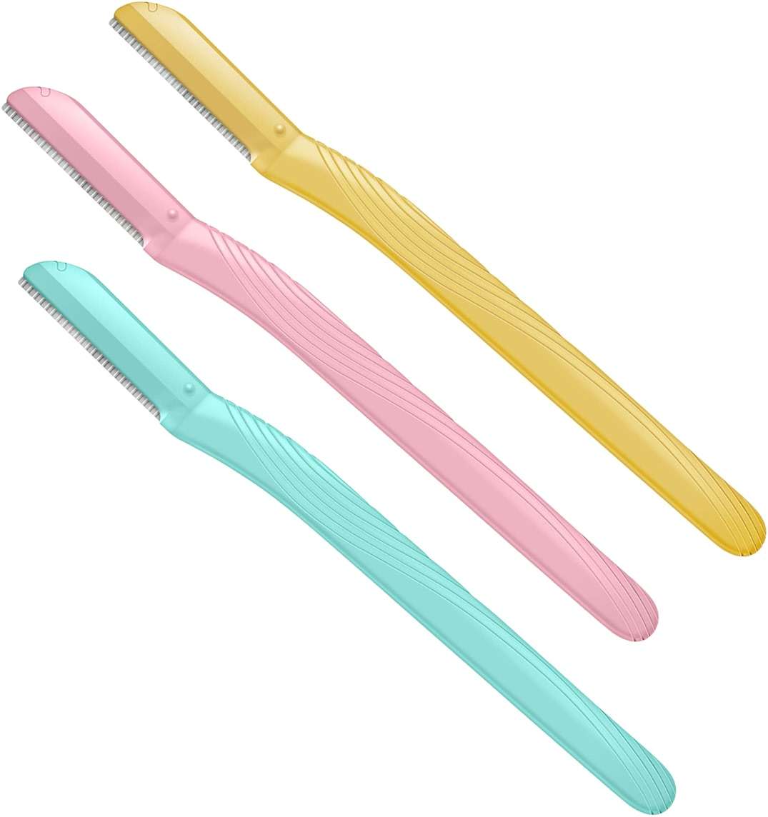Amazon Basics Women's Dermaplaning Tool, Peach Fuzz Remover, Facial Hair Removal, Exfoliating Face Razor with Microguard Blade for Safe Eyebrow Shaping, Includes Blade Cover, Multicolor, 3 Count - Image 2
