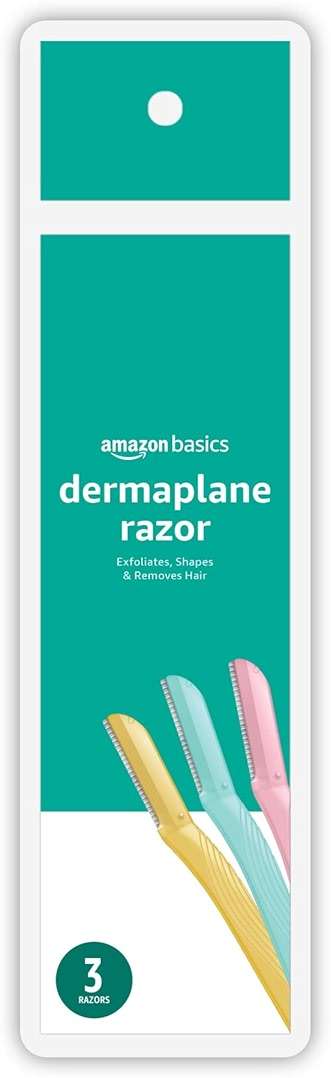 Amazon Basics Women's Dermaplaning Tool, Peach Fuzz Remover, Facial Hair Removal, Exfoliating Face Razor with Microguard Blade for Safe Eyebrow Shaping, Includes Blade Cover, Multicolor, 3 Count - Image 4