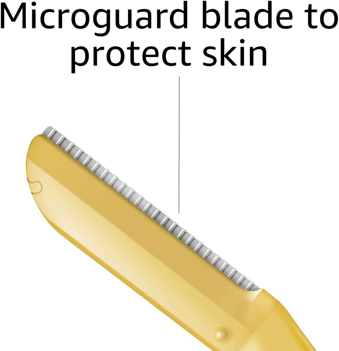 Amazon Basics Women's Dermaplaning Tool, Peach Fuzz Remover, Facial Hair Removal, Exfoliating Face Razor with Microguard Blade for Safe Eyebrow Shaping, Includes Blade Cover, Multicolor, 3 Count - Image 7