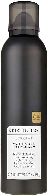 Kristin Ess Ultra Fine Professional Hairspray + Heat Protectant for Hair - Lightweight Hold for Women - Volumizing Anti Frizz Hair Styling - Brushable, Flexible Styling + Finishing Spray - Color Safe - Image 1