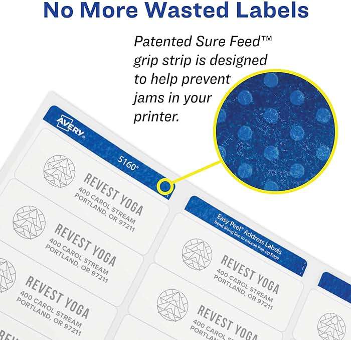 Avery Printable Easy Peel Return Address Labels, 0.5" x 1.75", Sure Feed, 2 Pack, 4000 Labels Total (5637) - Image 4