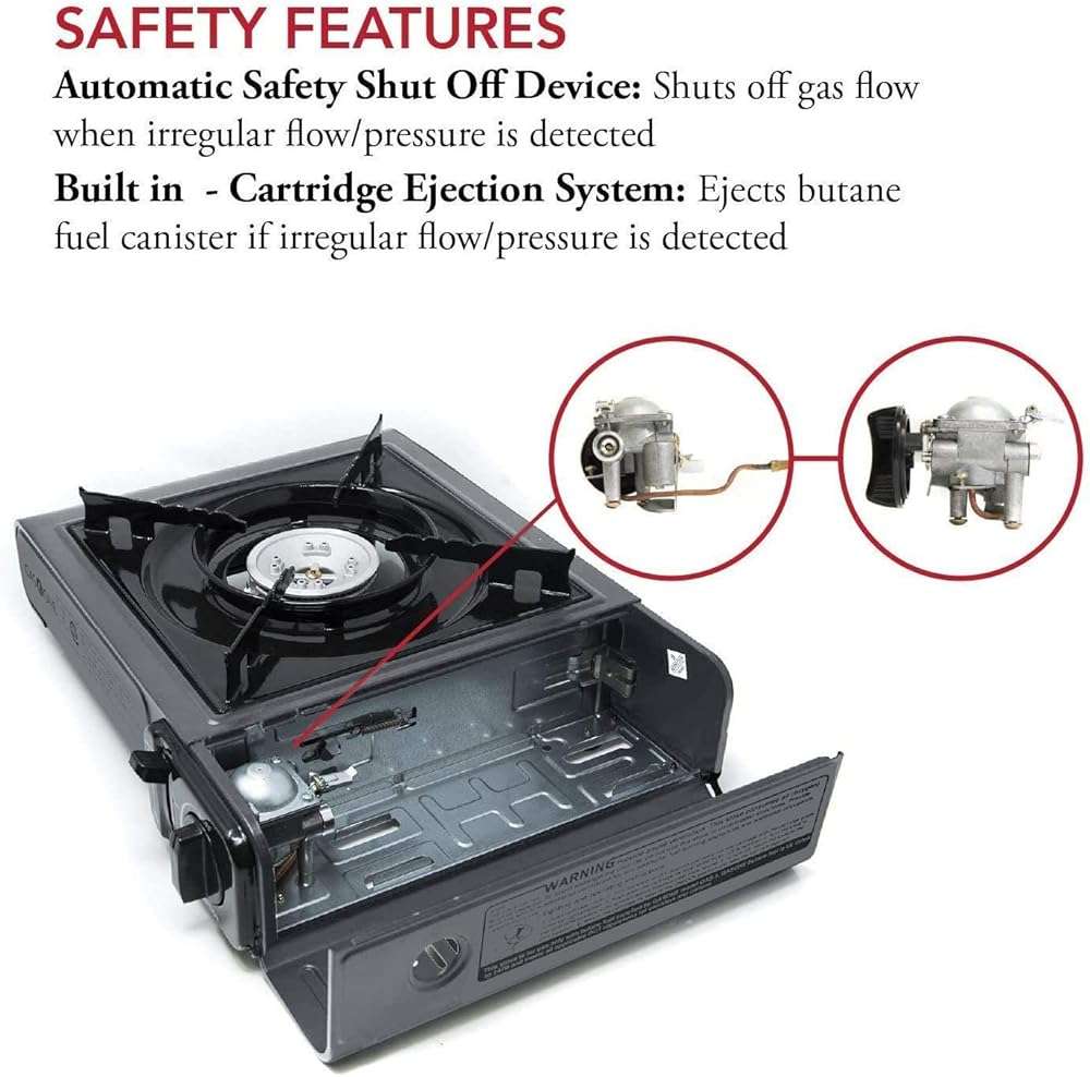 Gas One Portable Butane Camping Stove with Case: Automatic Ignition, Precise Heat Control - Camping & Tailgating and Outdoor Cooking - Image 6