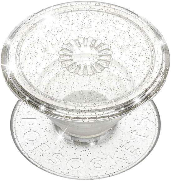 PopSockets Adhesive Phone Grip, Holder, Phone Stand, Glitter - Clear Glitter Silver - Image 1