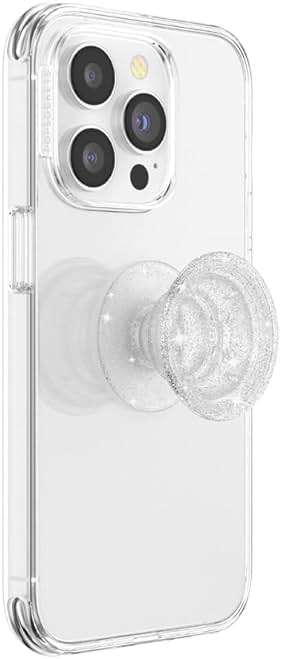 PopSockets Adhesive Phone Grip, Holder, Phone Stand, Glitter - Clear Glitter Silver - Image 2