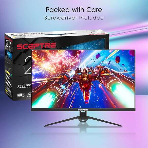 Sceptre 27-inch FHD 1080p IPS Gaming LED Monitor up to 165Hz 144Hz 1ms DisplayPort HDMI, FreeSync FPS RTS Build-in Speakers Gunmetal Black 2022 (E275B-FPT165) - Image 2