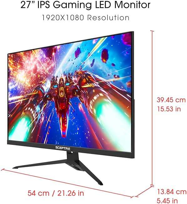 Sceptre 27-inch FHD 1080p IPS Gaming LED Monitor up to 165Hz 144Hz 1ms DisplayPort HDMI, FreeSync FPS RTS Build-in Speakers Gunmetal Black 2022 (E275B-FPT165) - Image 3