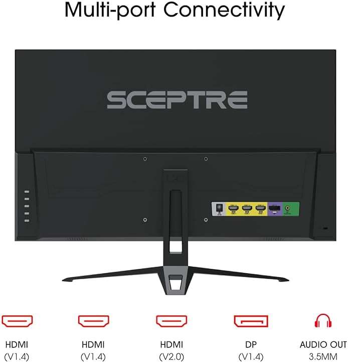 Sceptre 27-inch FHD 1080p IPS Gaming LED Monitor up to 165Hz 144Hz 1ms DisplayPort HDMI, FreeSync FPS RTS Build-in Speakers Gunmetal Black 2022 (E275B-FPT165) - Image 9