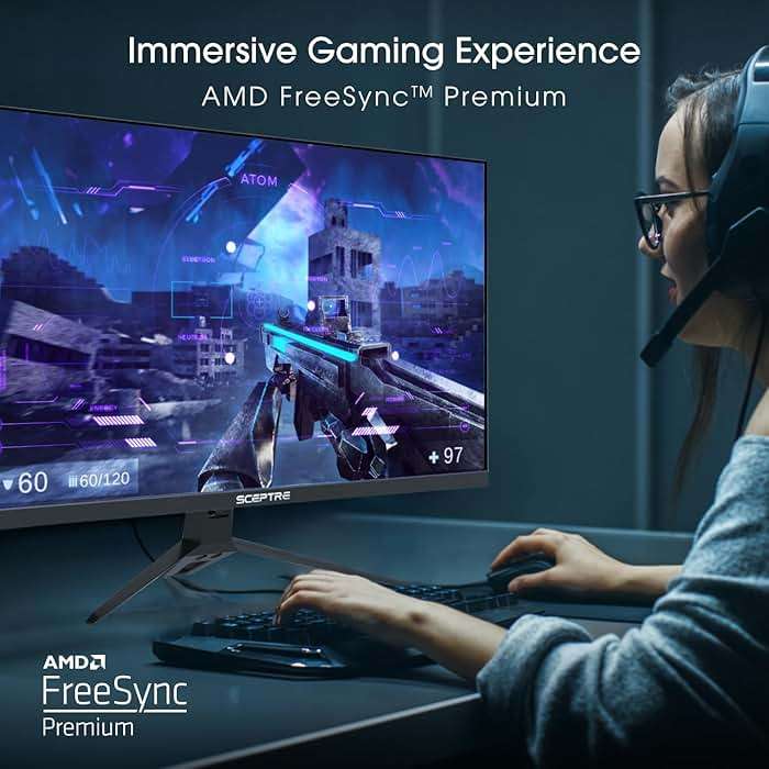 Sceptre 27-inch FHD 1080p IPS Gaming LED Monitor up to 165Hz 144Hz 1ms DisplayPort HDMI, FreeSync FPS RTS Build-in Speakers Gunmetal Black 2022 (E275B-FPT165) - Image 10