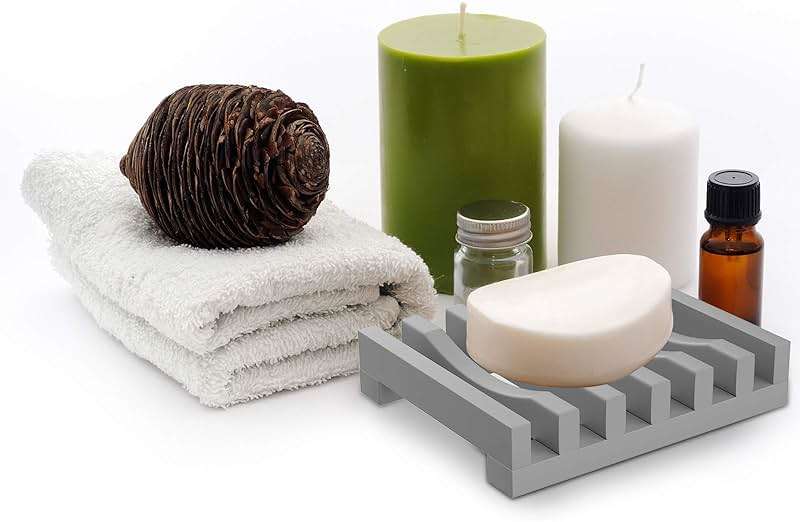 2Pcs Soap Dish Holder, Non-Slip Bathroom Accessories Silicone Soap Case Saver, Sink Deck Bathtub Shower Dish Soap Drainer, Silicone Holder for Soap, Sponges, Scrubber (Grey) - Image 7
