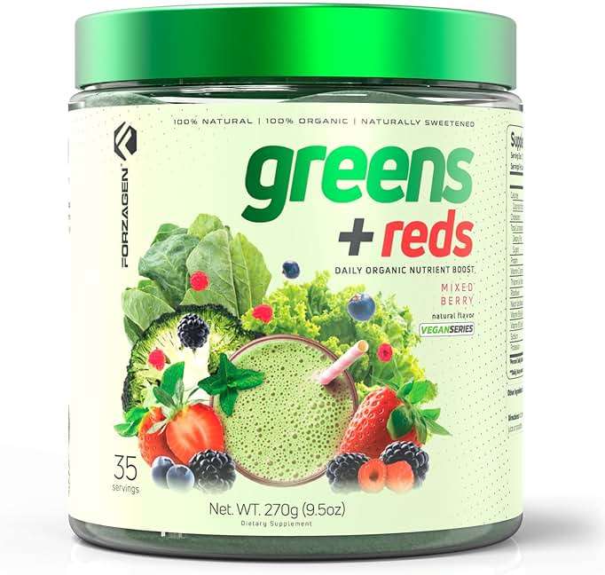 Forzagen Vegan Greens & Reds Superfood Powder - Organic Super Greens Powder | Premium Veggie Powder Supplement | 35 Servings Reds and Greens Superfood Powder - Image 1