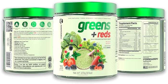 Forzagen Vegan Greens & Reds Superfood Powder - Organic Super Greens Powder | Premium Veggie Powder Supplement | 35 Servings Reds and Greens Superfood Powder - Image 2