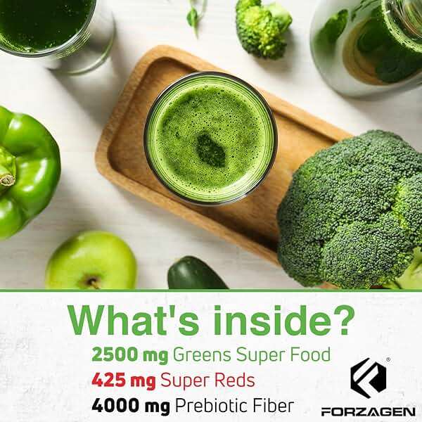Forzagen Vegan Greens & Reds Superfood Powder - Organic Super Greens Powder | Premium Veggie Powder Supplement | 35 Servings Reds and Greens Superfood Powder - Image 9