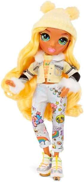Rainbow High Winter Break Sunny Madison – Yellow Fashion Doll and Playset with 2 Designer Outfits, Pair of Skis & Accessories - Image 1
