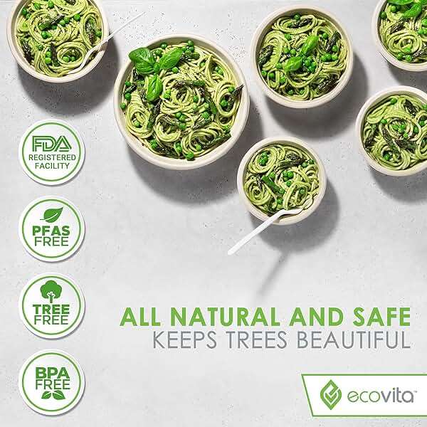 Ecovita 100% Compostable Paper Plates [9 in.] – 150 Disposable Plates Eco Friendly Sturdy Tree Free Liquid and Heat Resistant Alternative to Plastic or Paper Plates - Image 3