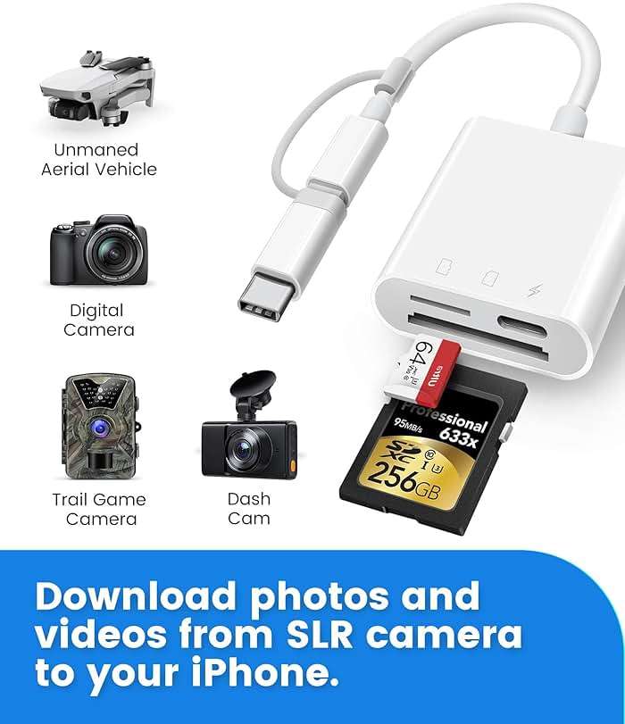 SD Card Reader for iPhone iPad, Oyuiasle Digital Trail Camera SD Card Viewer with Dual Slot for MicroSD/SD, Lightening&USBC Dual-Connector Memory Card Adapter for Photography, Plug and Play - Image 7