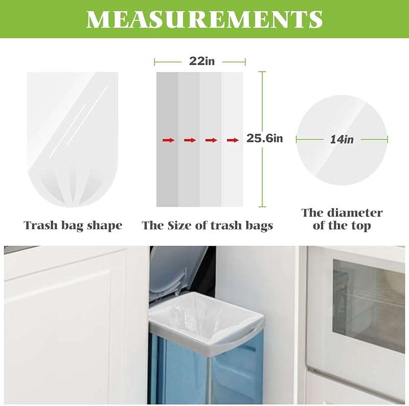 8 Gallon 330 Counts Unscented Medium Trash Bags,Fit 7,8,9,10 Gal Garbage Bags by Teivio, 30 Liter Thick Bathroom Can Bin Liners,Plastic Bags for Home Office Kitchen, Clear - Image 2