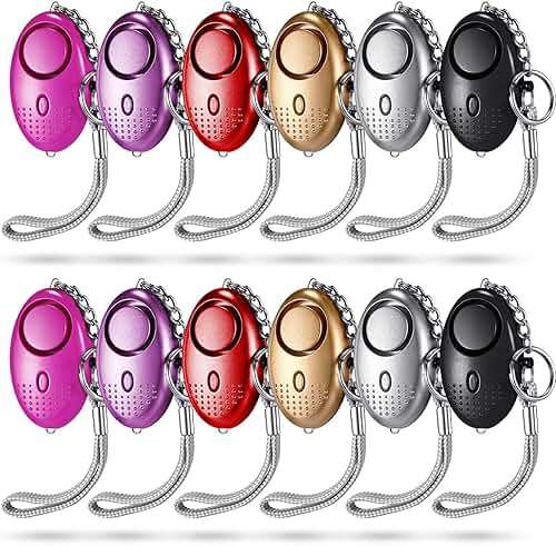 Konohan 12-Piece Personal Alarm Set, Emergency LED Light Keychain Alarms in 6 Colors for Women & Men - Image 1