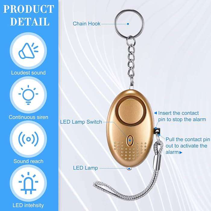 Konohan 12-Piece Personal Alarm Set, Emergency LED Light Keychain Alarms in 6 Colors for Women & Men - Image 2