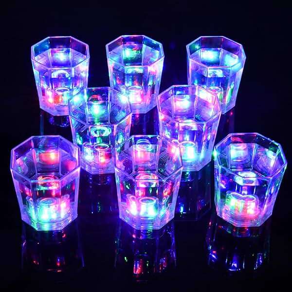 JTWKING Light Up Shot Glasses Set of 24 Party Favors Adults Shot Cups for Party LED Flash Light Up Drinking Glasses Glow in the Dark Shot Glasses for Birthday Valentine Day Weddings Festivals etc - Image 4