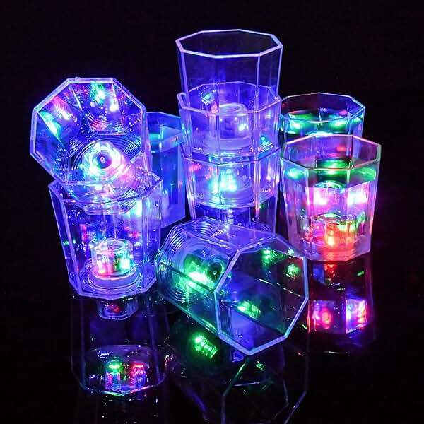 JTWKING Light Up Shot Glasses Set of 24 Party Favors Adults Shot Cups for Party LED Flash Light Up Drinking Glasses Glow in the Dark Shot Glasses for Birthday Valentine Day Weddings Festivals etc - Image 8