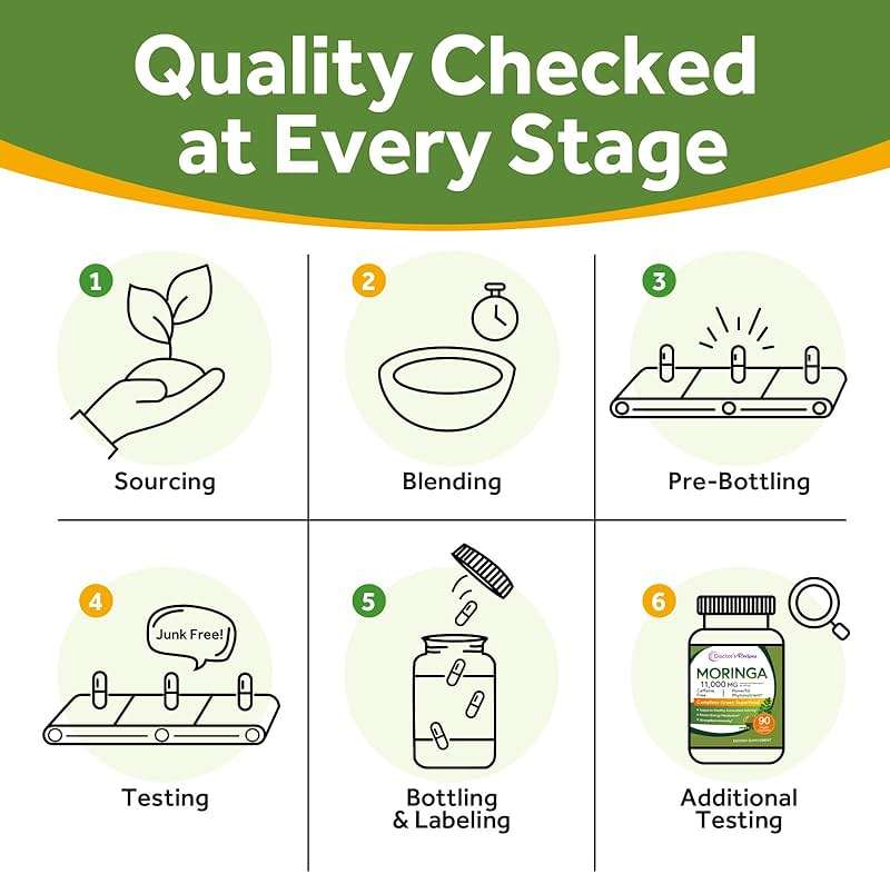 Doctor's Recipes Moringa, Complete Green Superfood, Natural Antioxidant Support, Non-GMO, 90 Vegan Caps, No Caffeine Soy Gluten - Image 6
