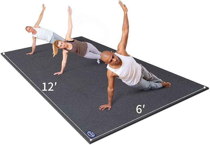 MRO Extra Large Yoga Mat, 12'x6'/9'x6'/7'x5'/6'x4' (9MM) Extra Wide and Thick Exercise Mats for Home Gym Workout, Non-Slip, Soft for Women and Men Fitness, Ideal for Barefoot Yoga, Pilates, stretching - Image 1