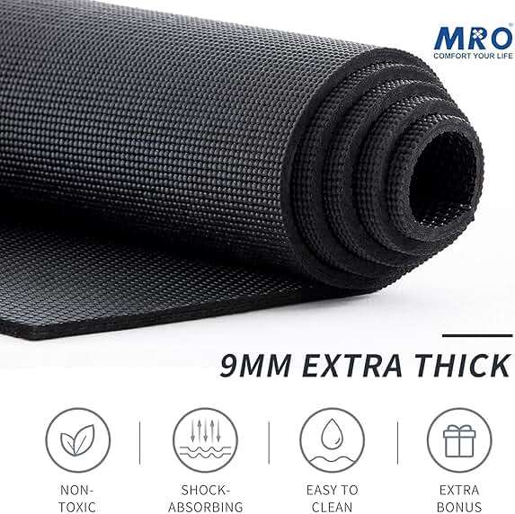 MRO Extra Large Yoga Mat, 12'x6'/9'x6'/7'x5'/6'x4' (9MM) Extra Wide and Thick Exercise Mats for Home Gym Workout, Non-Slip, Soft for Women and Men Fitness, Ideal for Barefoot Yoga, Pilates, stretching - Image 2