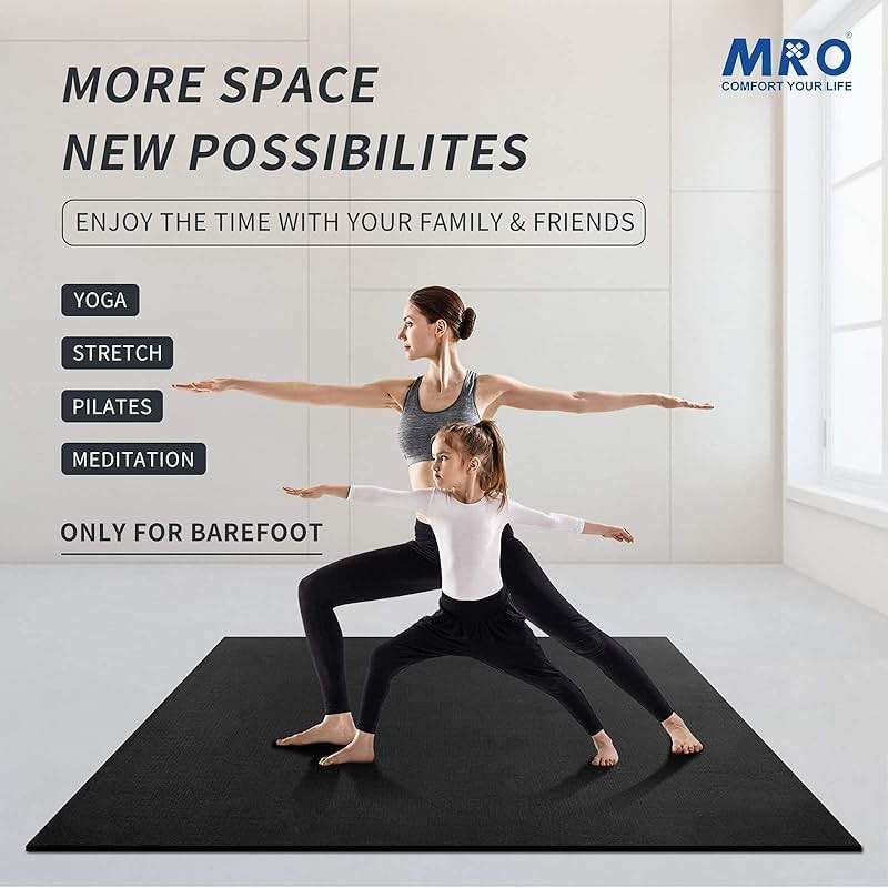 MRO Extra Large Yoga Mat, 12'x6'/9'x6'/7'x5'/6'x4' (9MM) Extra Wide and Thick Exercise Mats for Home Gym Workout, Non-Slip, Soft for Women and Men Fitness, Ideal for Barefoot Yoga, Pilates, stretching - Image 3