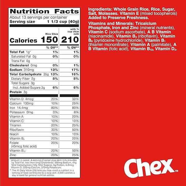 Rice Chex Gluten Free Breakfast Cereal, Homemade Chex Mix Ingredient, Family Size, 18 oz - Image 3