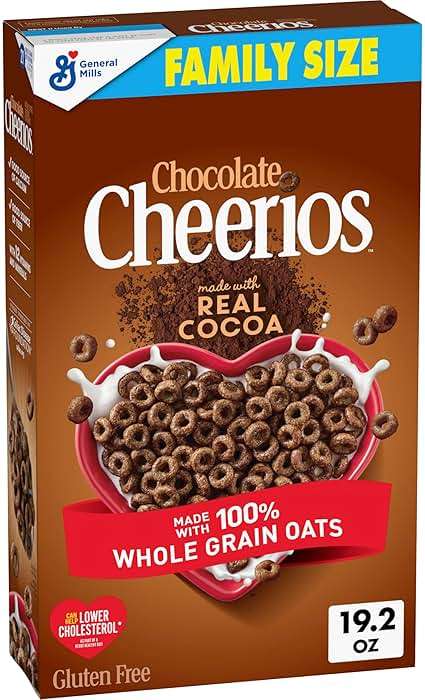 Chocolate Cheerios, Heart Healthy Gluten Free Breakfast Cereal, Made with Whole Grain Oats, Family Size, 19.2 oz - Image 1