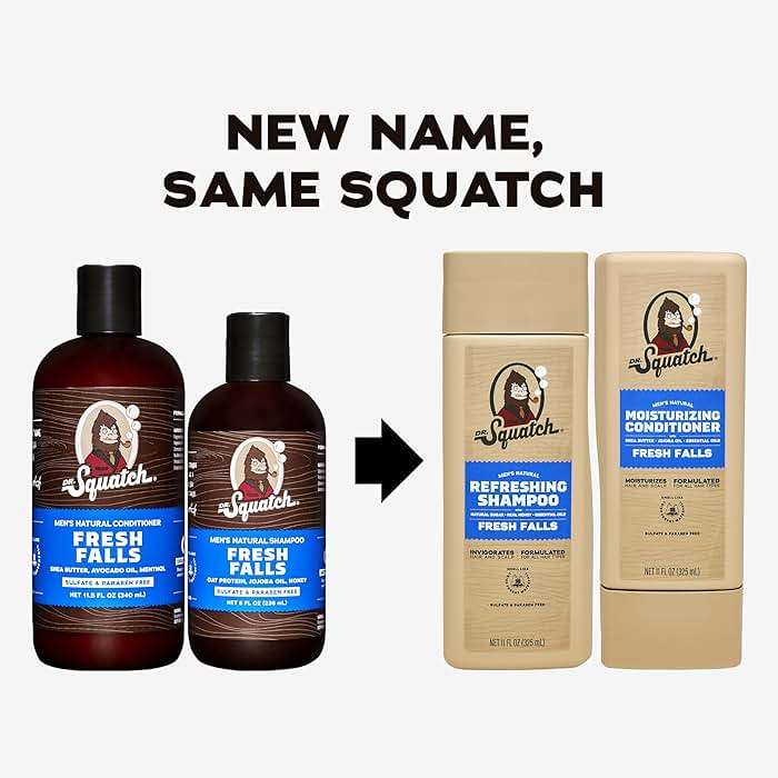 Dr. Squatch Men's Natural Shampoo and Conditioner Set – Sulfate & Paraben Free Natural Shampoo and Conditioner for Men – Scalp Nourishing Formula – Fresh Falls (11 fl oz, 2-Pack) - Image 2
