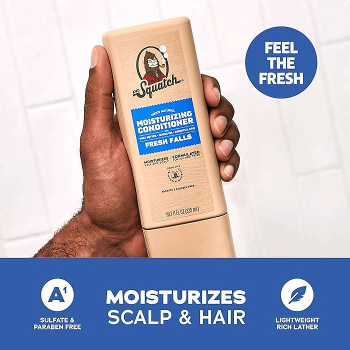 Dr. Squatch Men's Natural Shampoo and Conditioner Set – Sulfate & Paraben Free Natural Shampoo and Conditioner for Men – Scalp Nourishing Formula – Fresh Falls (11 fl oz, 2-Pack) - Image 4