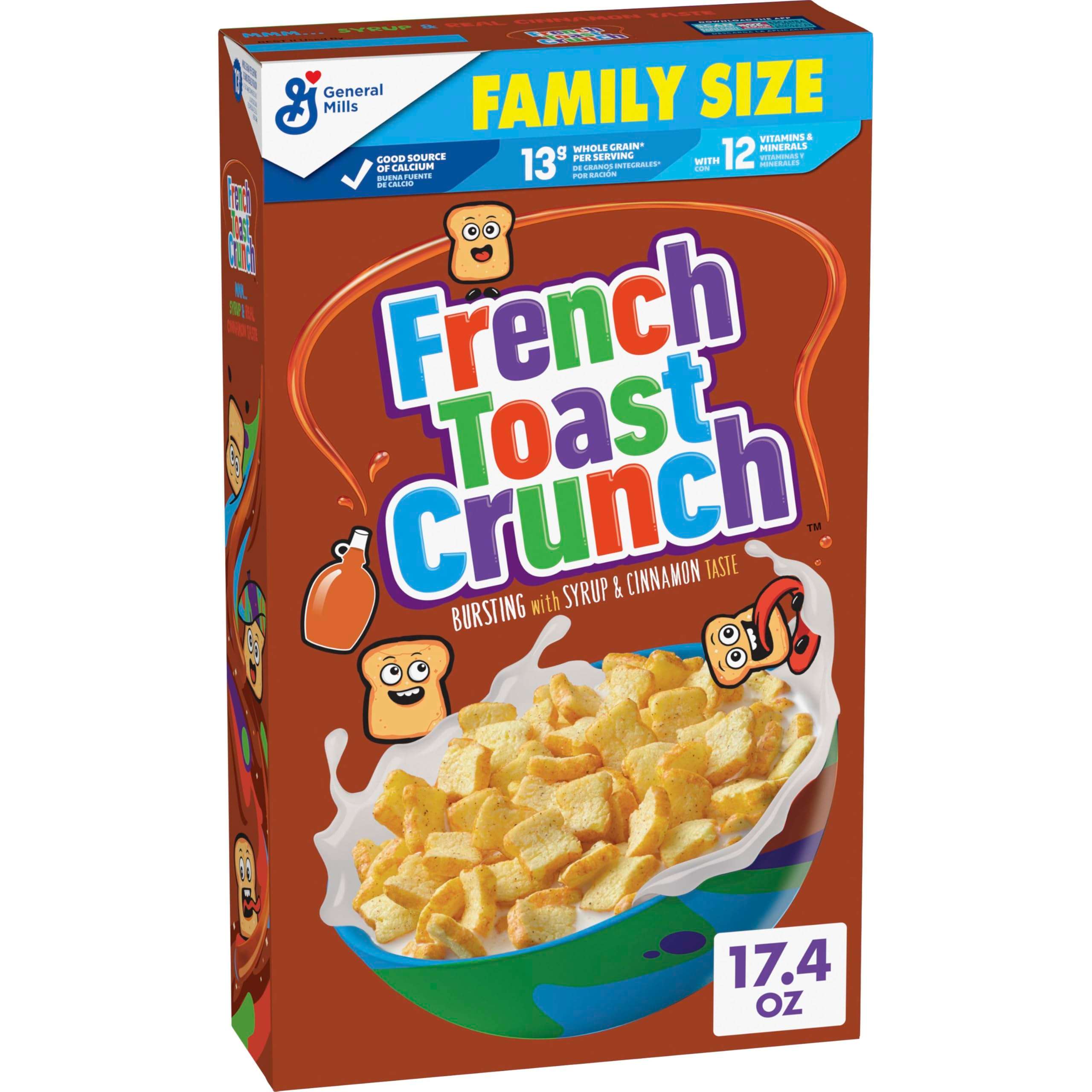 French Toast Crunch Breakfast Cereal, Syrup and Cinnamon Taste, Family Size, 17.4 oz - Image 1