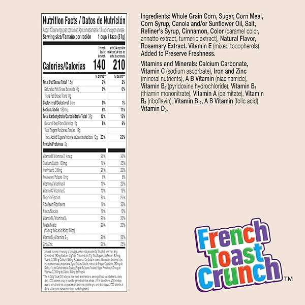 French Toast Crunch Breakfast Cereal, Syrup and Cinnamon Taste, Family Size, 17.4 oz - Image 2