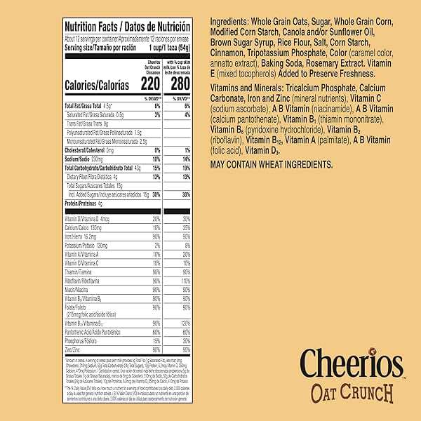 Cheerios Oat Crunch Cinnamon Breakfast Cereal, Made with Whole Grain, Family Size, 24 oz - Image 2