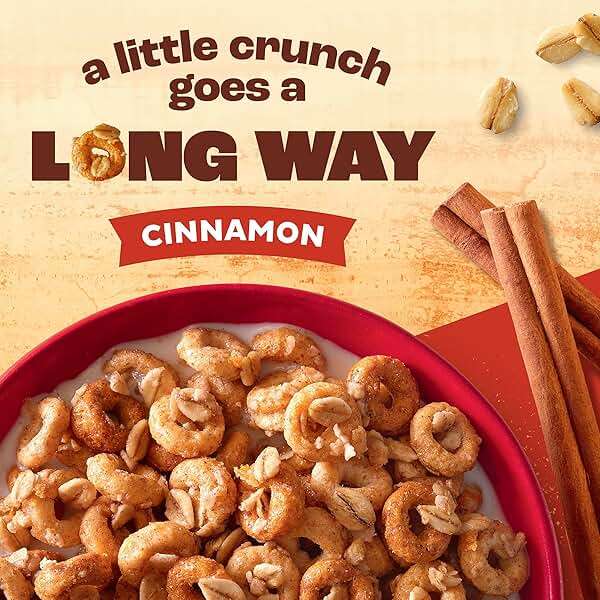 Cheerios Oat Crunch Cinnamon Breakfast Cereal, Made with Whole Grain, Family Size, 24 oz - Image 3