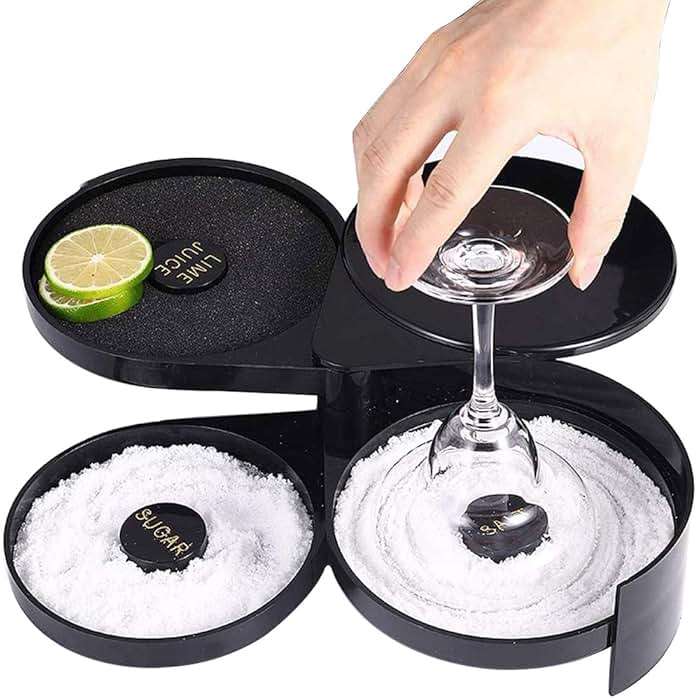 1 Pack 3 Tier Bar Glass Rimmer for Margarita and Cocktail, Bartender Tool,Salt Box Spice Container - Image 1