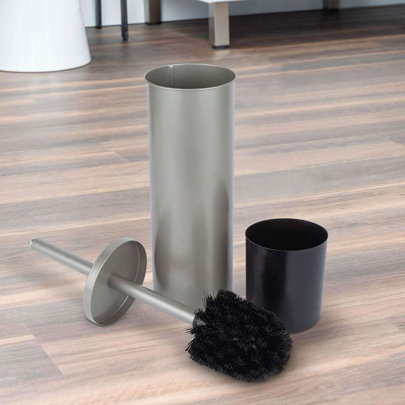 JS Jackson Supplies Sleek Toilet Brush and Holder with Metal Handle - Brushed Nickel - Image 2