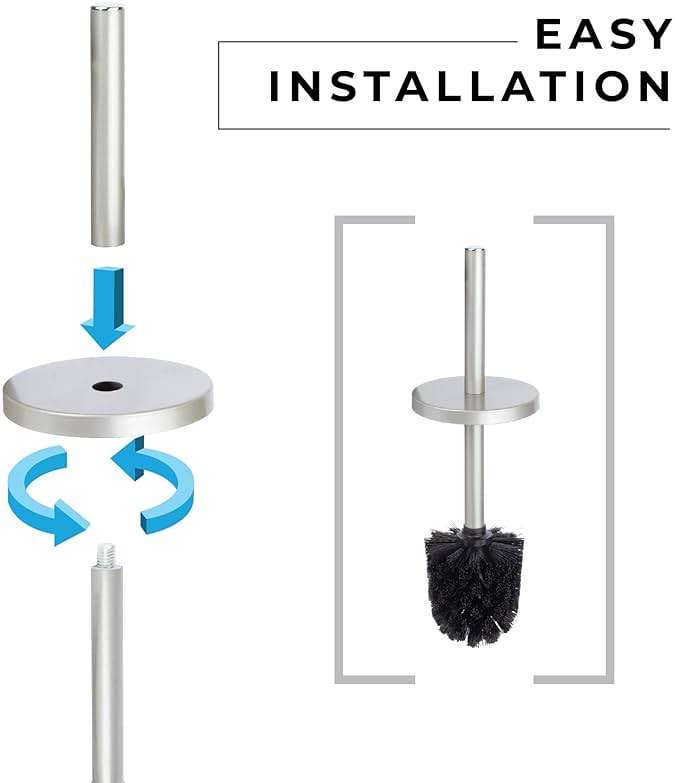 JS Jackson Supplies Sleek Toilet Brush and Holder with Metal Handle - Brushed Nickel - Image 6