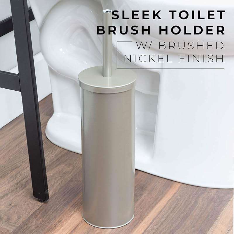 JS Jackson Supplies Sleek Toilet Brush and Holder with Metal Handle - Brushed Nickel - Image 7