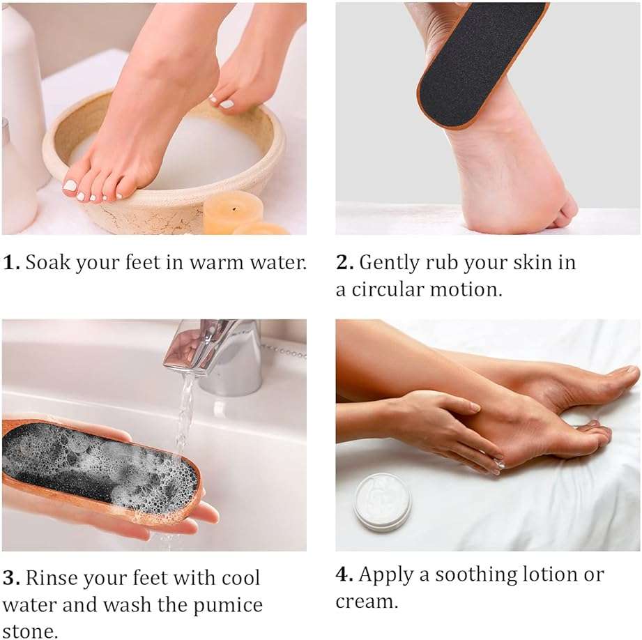 Pumice Stone Foot File - Wooden Pedicure Feet Scrubber with Handle for Callus, Dry, and Dead Skin Removal - Heel Scraper for Feet, Hands, and Body - Foot Filer for Use in Shower - Image 4