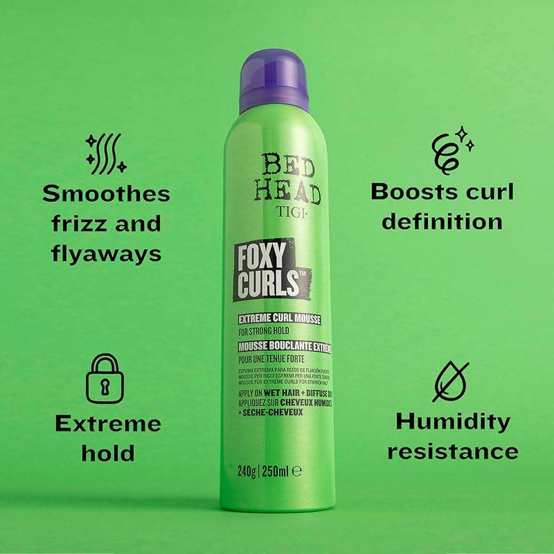 Bed Head by TIGI Foxy Curls Extreme Curl Mousse, Curl-Defining and Anti-Frizz Styling Mousse for Strong Hold, 8.4 oz - Image 5