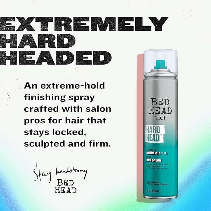 TIGI Bed Head Hard Head Hair Spray – Extra Strong Hold for All Day Style and All Hair Types, 11.7 oz - Image 2