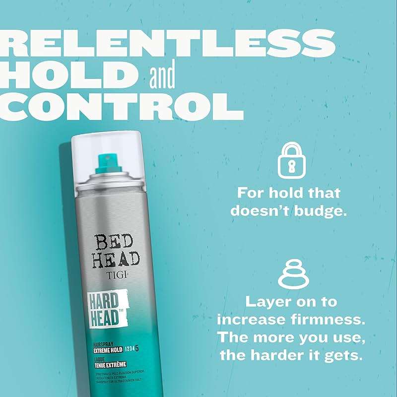 TIGI Bed Head Hard Head Hair Spray – Extra Strong Hold for All Day Style and All Hair Types, 11.7 oz - Image 3